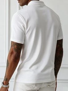 HUEFORM Men's Basic Solid Color Casual Versatile Daily Wear Polo Shirt,Wrinkle-Resistant Fabric, Easy To Care For-A Must-Have Item.,Everyday Outfits - White - View 2