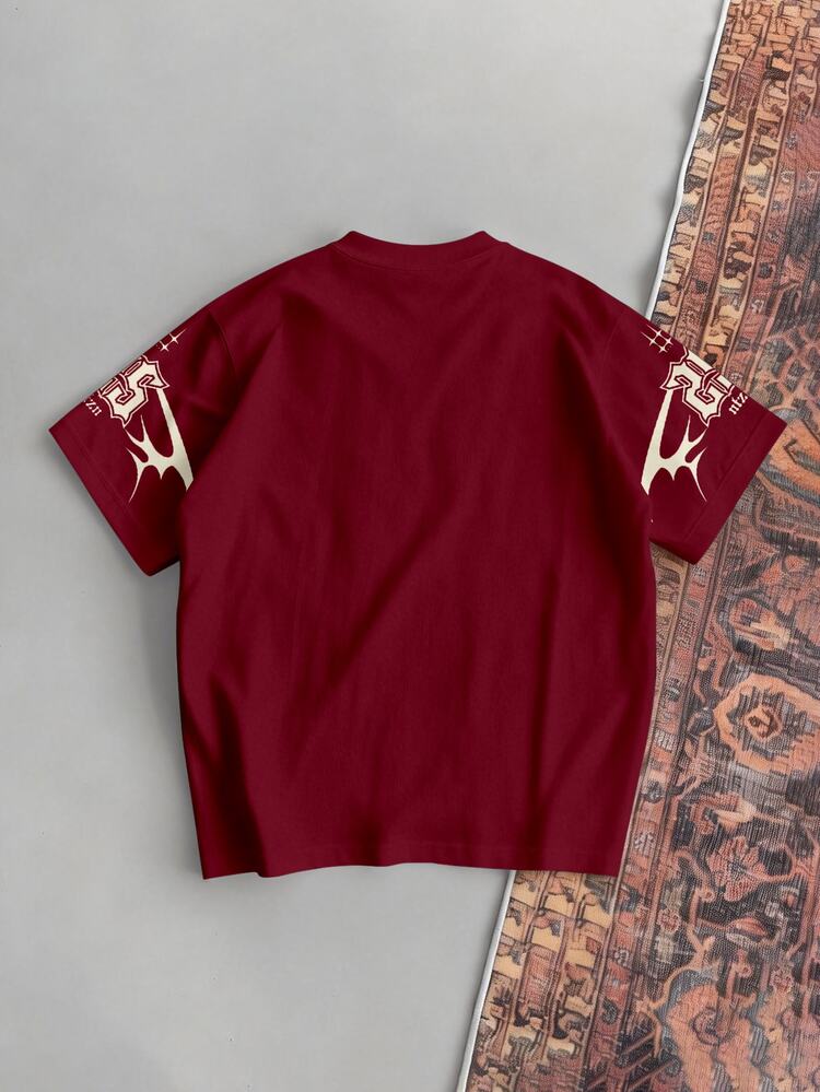 Aesthetic Post Camiseta de manga corta con estampado numérico y color contrastante, casual y de moda para el uso diario y el transporte, verano - Multicolor - Añade 2