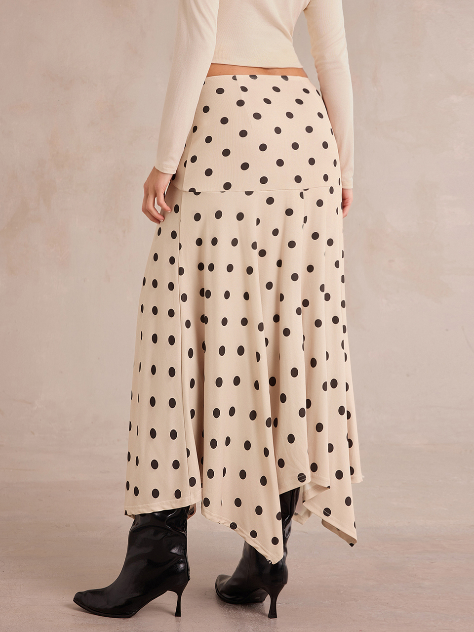 Enchnt Premium Autumn Romantic Frenchy 1960s Vintage 70s Women's Elegant Polka Dot Pink Hem Skirt Casual Festival Outfit Teacher Work Brunch Date
