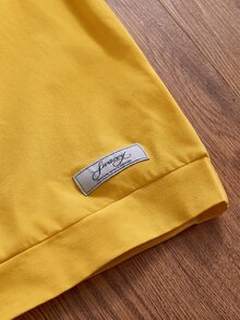 NORVETH Men's Solid Color Round Neck Casual Versatile Daily Wear Top - Yellow - View 4