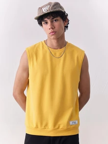 NORVETH Men's Solid Color Round Neck Casual Versatile Daily Wear Top - Yellow - View 6