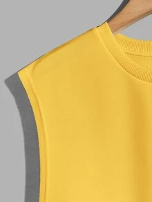 NORVETH Men's Solid Color Round Neck Casual Versatile Daily Wear Top - Yellow - View 3