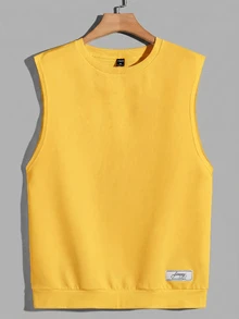 NORVETH Men's Solid Color Round Neck Casual Versatile Daily Wear Top - Yellow - View 2