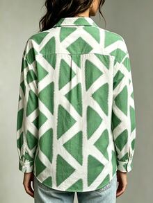 Trelyra Women's Casual Geometric Print Shirt, Autumn - Multicolor - View 2