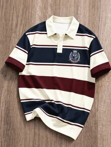 Manfinity Joysei Men's Casual Collegiate Striped Polo Shirt - Multicolor - View 1