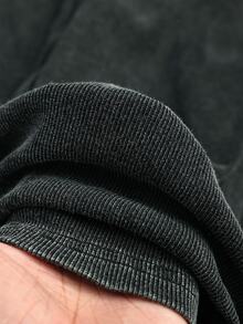 CosyJoli 大尺碼休閒針織雪花圖案直筒口袋長褲 - 黑色 - 查看 7