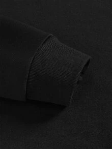 ROMWE MEN Goth 男士十字印花拉鍊連帽衛衣附抽繩 - 黑色 - 查看 5