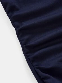 SHEIN فستان قصير للفتيات المراهقات باللون الأزرق الداكن بكتف واحد وتجاعيد ضيقة مع وردة ذهبية، فساتين حفلات كوكتيل أنيقة للخريف، ملابس خريفية شتوية أنثوية - أزرق بحري - مشاهدة 7