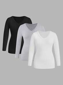 Plus Size Women Thermal Tops - Multicolor - View 7
