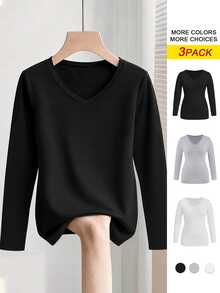 Plus Size Women Thermal Tops - Multicolor - View 3