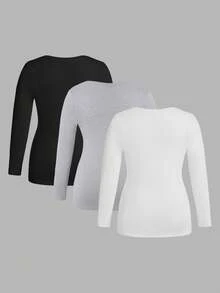 Plus Size Women Thermal Tops - Multicolor - View 2