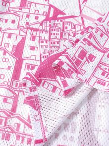 ROMWE MEN Street Life Casual Sports Jesus Pattern Print Short Sleeve Round Neck Jersey T-Shirt, World Cup - Pink - View 7