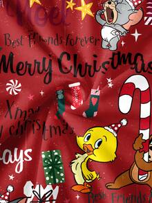 TOM & JERRY X SHEIN Women's Christmas Cartoon Print T-Shirt - White - View 6