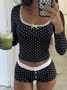 SHEIN SXY Women Two-Piece Outfits - Black and White - View 3
