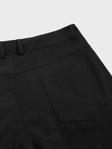 NORVETH Men's Solid Color Loose Casual Bermuda Shorts With Pockets - Black - View 7