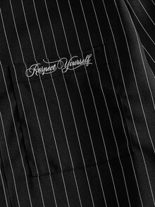 HIMLAND Men's Casual Commute Striped Shirt - Black - View 6