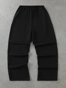 ROMWE MEN Street Life Men's Casual Loose Sweatpants With Side Stripes And Drawstring Waist - Black - View 2