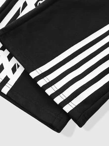 ROMWE MEN Street Life Men's Casual Loose Sweatpants With Side Stripes And Drawstring Waist - Black - View 3