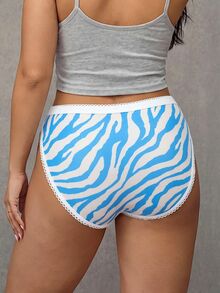 Bralution Blue All-Over Tiger Print High Elasticity Knit Comfortable Minimalist Plus Size Underwear - Blue - View 2