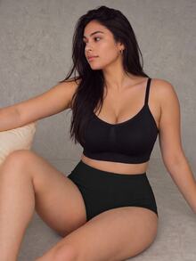 Esseday Plus Size Seamless Wire Free Sports Bra Adjustable Straps Breathable Everyday Bralette For Women - Black - View 5