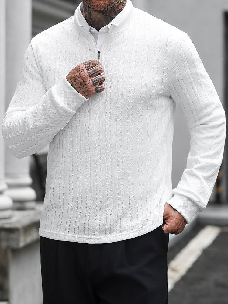 Manfinity CasualCool Men's Solid Color Casual Versatile Daily Wear Polo Shirt Office Business White Autumn Old Money - White - View 4