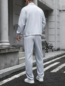 Manfinity CasualCool Men's 2 Pieces Casual Jacket And Pants Set - Grey - View 2
