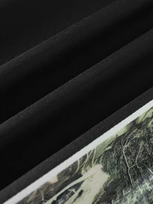 ROMWE MEN Men's Tree Shadow Camo Patchwork Functional Print Streetwear Loose Sweatpants - Black - View 7