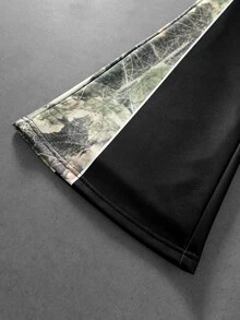 ROMWE MEN Men's Tree Shadow Camo Patchwork Functional Print Streetwear Loose Sweatpants - Black - View 5