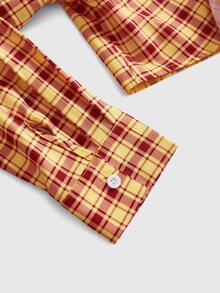 ROMWE Anime Women's 3-Piece Set Plaid Shirt Cow Print Vest Super Short Shorts Street Style Cosplay - Yellow - View 10