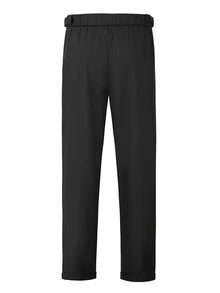 Manfinity Mode Men's Classic Black Double Pleated Wrinkle-Resistant Crisp High-End Drape Tapered Suit Pants Urban Commute Versatile Premium Casual Trousers - Black - View 2