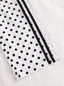 SHEIN Sparklyn Tween Girls Wide Leg Straight Spring/Summer All Seasons Casual All-Match Versatile Daily Sports Streetwear Black And White Color Block Loose Woven - Black and White - View 7
