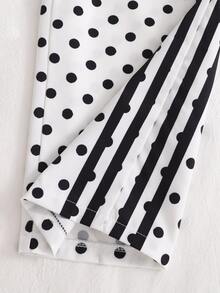 SHEIN Sparklyn Tween Girls Wide Leg Straight Spring/Summer All Seasons Casual All-Match Versatile Daily Sports Streetwear Black And White Color Block Loose Woven - Black and White - View 6