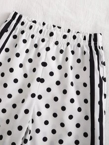 SHEIN Sparklyn Tween Girls Wide Leg Straight Spring/Summer All Seasons Casual All-Match Versatile Daily Sports Streetwear Black And White Color Block Loose Woven - Black and White - View 5