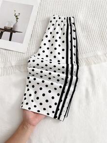 SHEIN Sparklyn Tween Girls Wide Leg Straight Spring/Summer All Seasons Casual All-Match Versatile Daily Sports Streetwear Black And White Color Block Loose Woven - Black and White - View 4