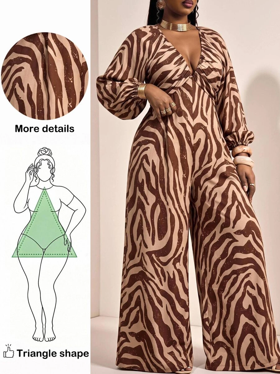 Truni Macacão Plus Size para Férias de Outono e Saídas, Bege, Sexy - Multicolorido - Ver 1