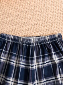 SHEIN 青少年女孩兩件式兒童居家服套裝（純色V領長袖上衣 + 格紋褲），適合秋冬穿著，聖誕節/萬聖節 - 彩色 - 查看 7