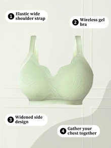 SHEIN 1pc Women Plus Size Seamless Wireless Bra, Lift - Green - View 7