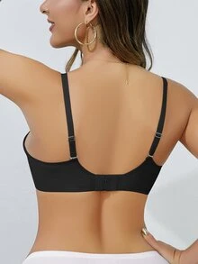 SHEIN Women Black High Stretch Plain Backless Bralette Cute-Innocence Regular Length Bra - Black - View 2