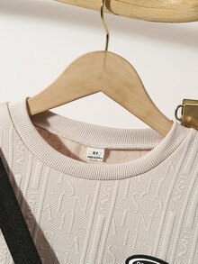 SHEIN 青少年男孩休閒日常運動T恤與長褲包套裝，適合日常休閒外出、上學及各種場合 - 彩色 - 查看 6