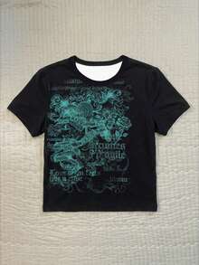 Attitoon Women's Round Neck Short Sleeve Fitted T-Shirt, Suitable For Summer - Multicolor - View 6