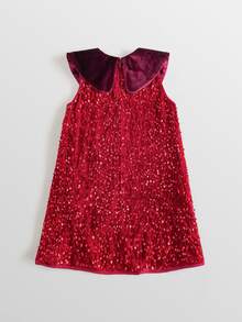 Maija Kids Maija Kids Kids Young Girl Red Sequin Peter Pan Collar Dress - Burgundy - View 6
