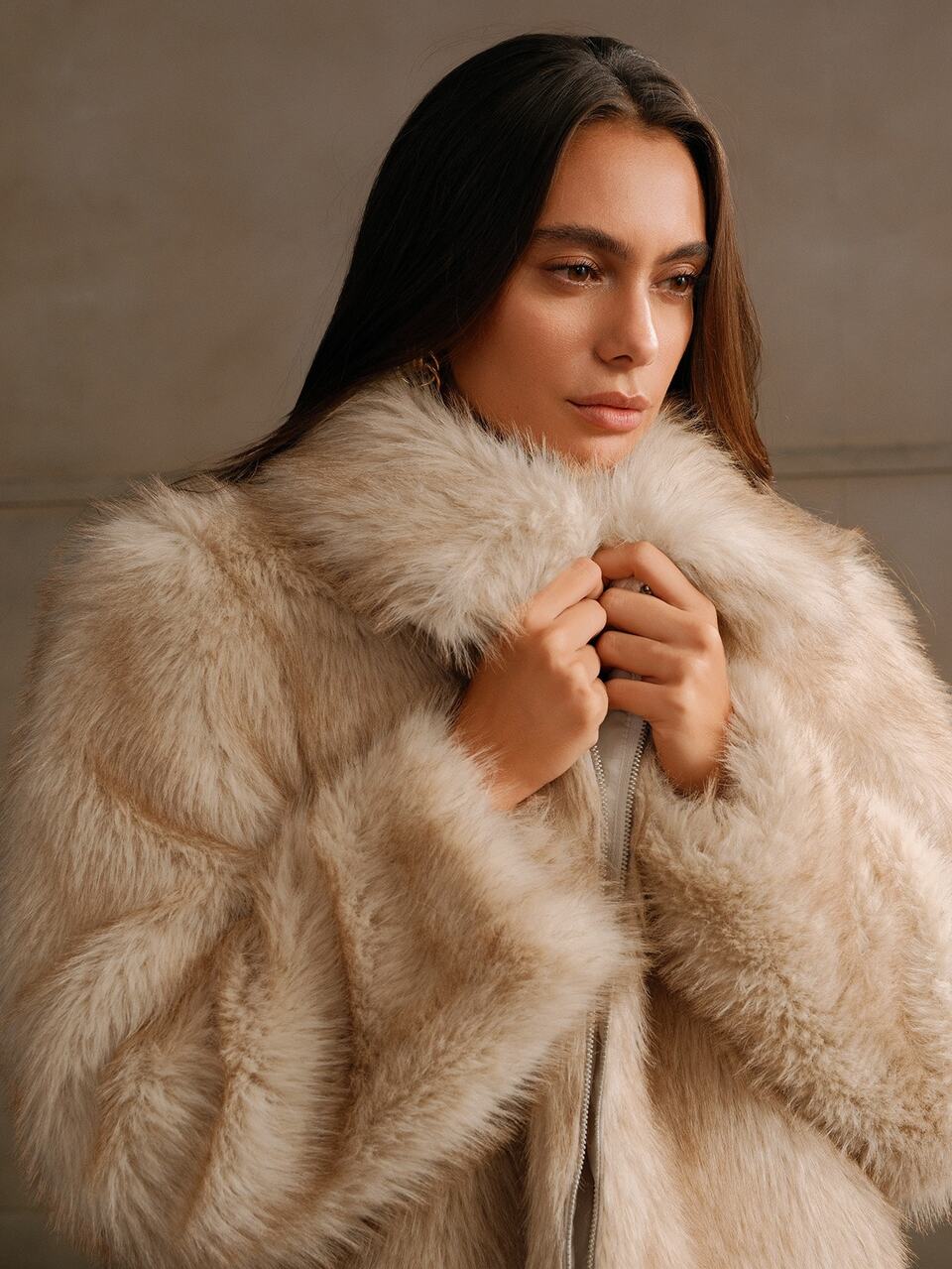 Fluffy Fluffy Short Classic Elegant Women Jacket Night Out Going Out Beige Winter