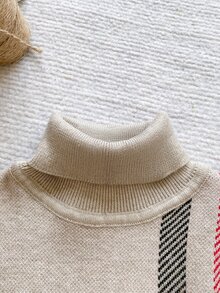 PrepCrw Boys Baby Blue Pattern Turtleneck Sweater Birthday Nursery Winter - Khaki - View 4
