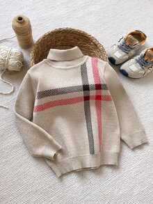 PrepCrw Boys Baby Blue Pattern Turtleneck Sweater Birthday Nursery Winter - Khaki - View 6