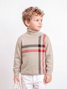 PrepCrw Boys Baby Blue Pattern Turtleneck Sweater Birthday Nursery Winter - Khaki - View 7