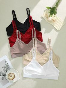 Snug Zone 5pcs/Pack Plus Size Wireless Bras, No Cup Frame Design - Multicolor - View 7