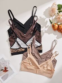 Snug Zone Plus Size Wireless Non-Molded Cup Bra 5pcs/Pack - Multicolor - View 2