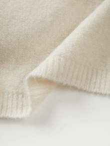 SHEIN Off-White Cross Surplice Deep V Neck Petal Sleeve Fitted Waist Knit Pullover Brunch Autumn Casual Boho Elegant Brunch - Beige - View 8