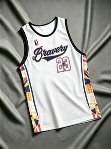 Sport MetroGents Jersey Basket Kasual Pria dengan Motif Huruf & Angka untuk Penggunaan Sehari-hari - MultiWarna - View 7