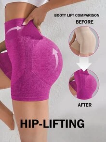 Solea Cove Solea Cove Waisted Slim Seamless Sport Shorts For Butt Lifting Shorts For Cycling Yoga Exercize Workout Daily - Multicolor - View 2